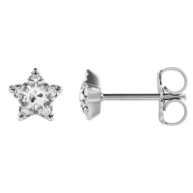 HarryChadEntcom Earrings Star Style Mined Diamond Stud Earrings Round Old Cut 3 Carats White Gold HarryChadEntcom Earrings Star Style Mined Diamond Stud Earrings Round Old Cut 3 Carats White Gold