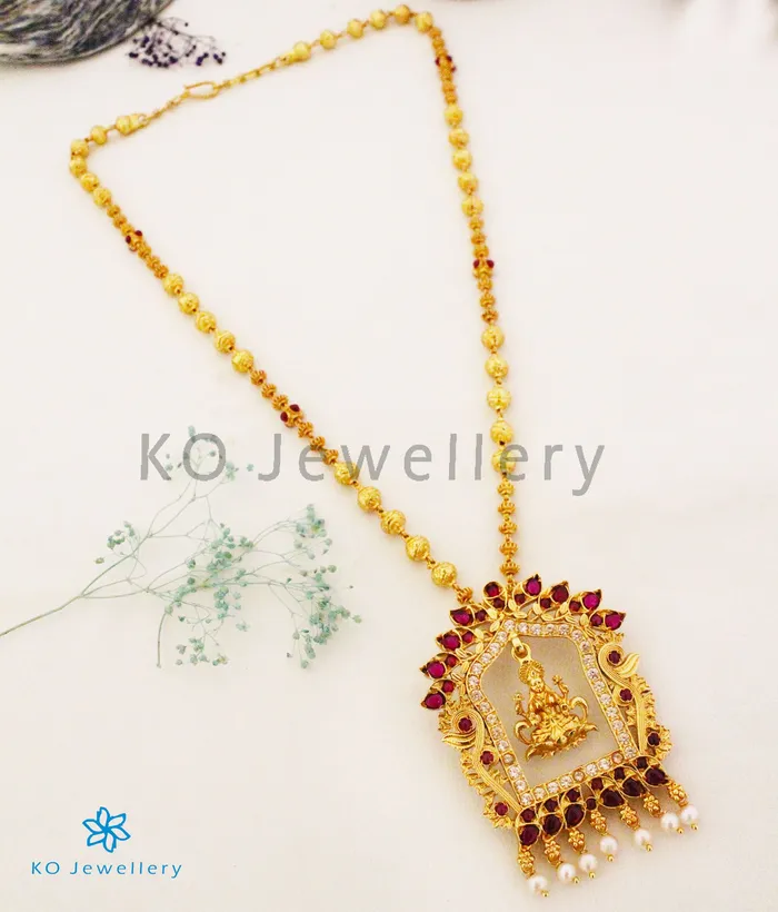 Silversmith Necklaces The Sanidhya Silver Lakshmi Necklace RedWhite