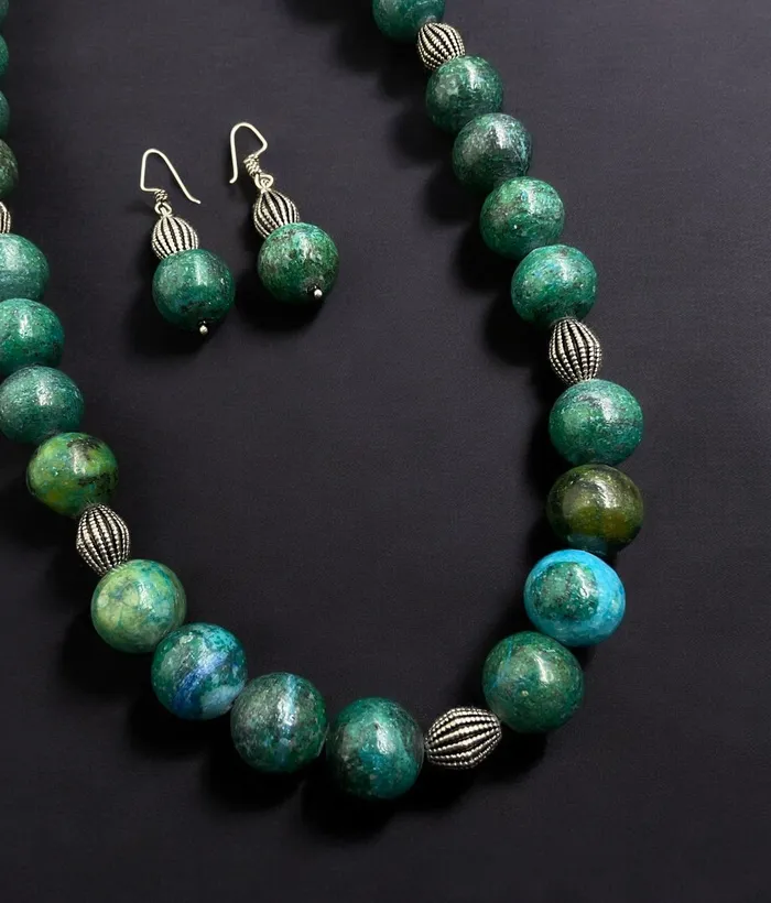 The Blue Apatite Silver Gemstone Necklace Earrings Silversmith Earrings