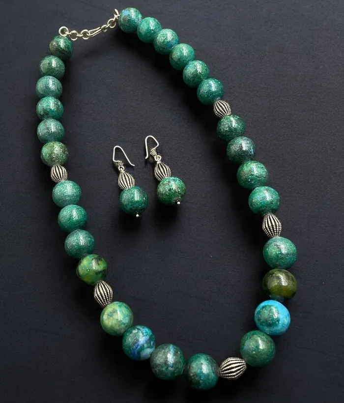 The Blue Apatite Silver Gemstone Necklace Earrings Silversmith Earrings