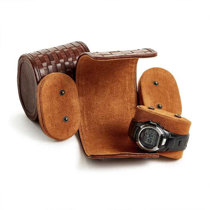 Twos Company Chestnut Woven Leather Watch Case Assorted 2 Patterns Twos Company Watches Twos Company Chestnut Woven Leather Watch Case Assorted 2 Patterns Twos Company Watches