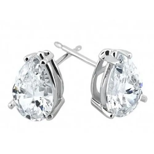White Gold 14K 5 Carats Pear Shape Natural Earth Mined Diamond Stud Earring Pair Solid GB Earrings White Gold 14K 5 Carats Pear Shape Natural Earth Mined Diamond Stud Earring Pair Solid GB Earrings