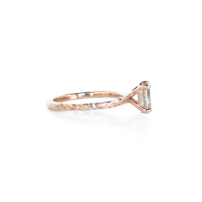 101ct Light Champagne Emerald Cut Diamond in Rose Gold Evergreen Solitaire Anueva Jewelry Earrings