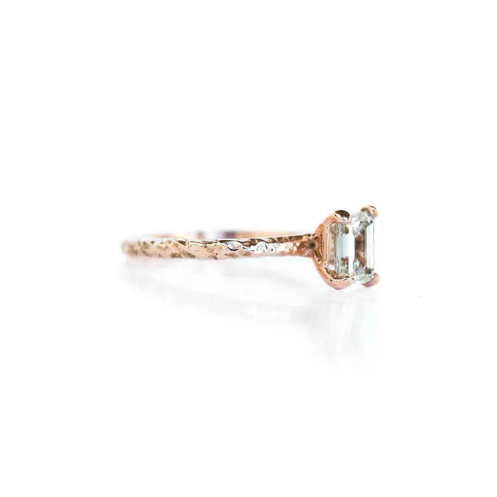 101ct Light Champagne Emerald Cut Diamond in Rose Gold Evergreen Solitaire Anueva Jewelry Earrings
