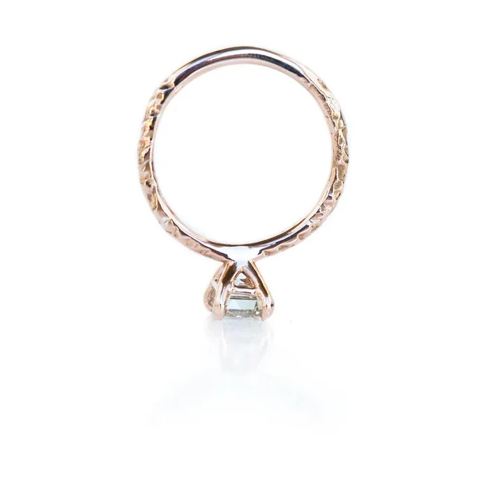 101ct Light Champagne Emerald Cut Diamond in Rose Gold Evergreen Solitaire Anueva Jewelry Earrings
