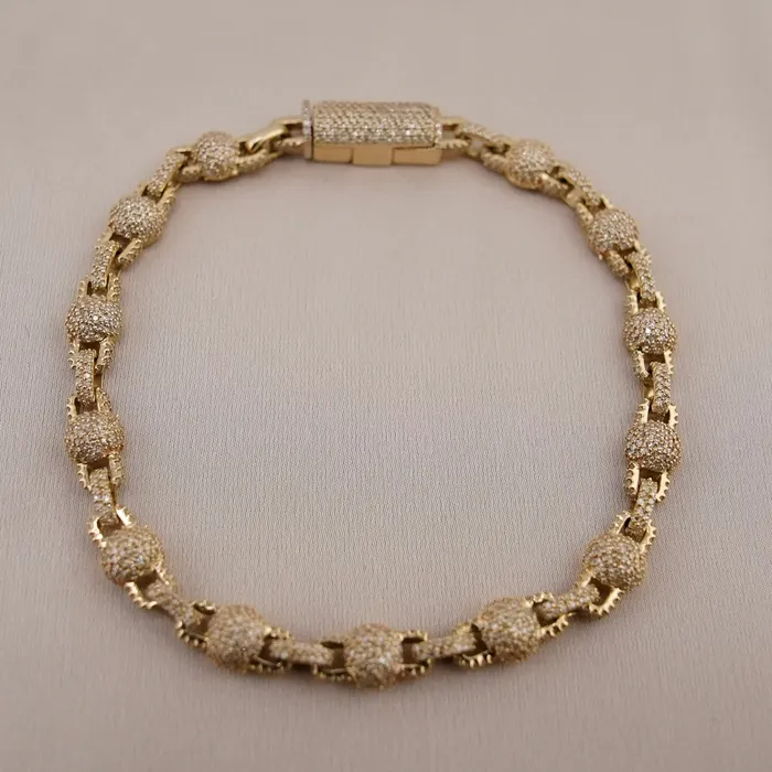 10k Gold Diamond Fancy Ball Bracelet 7in C715 AB and J Bracelets