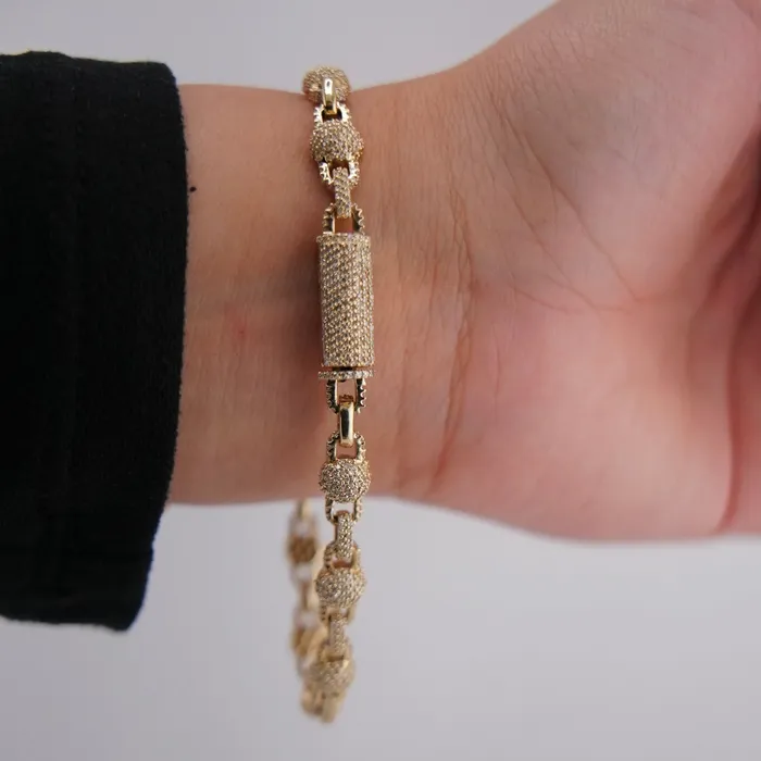10k Gold Diamond Fancy Ball Bracelet 7in C715 AB and J Bracelets