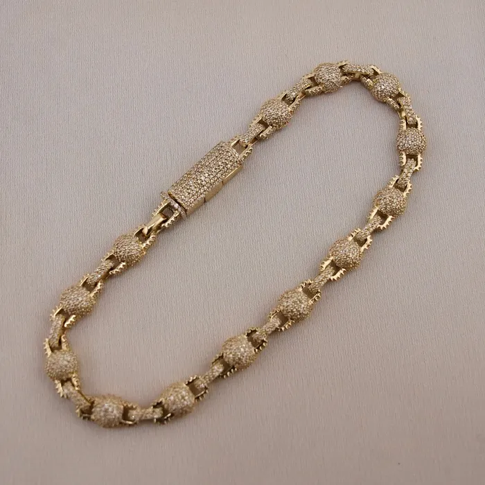 10k Gold Diamond Fancy Ball Bracelet 7in C715 AB and J Bracelets
