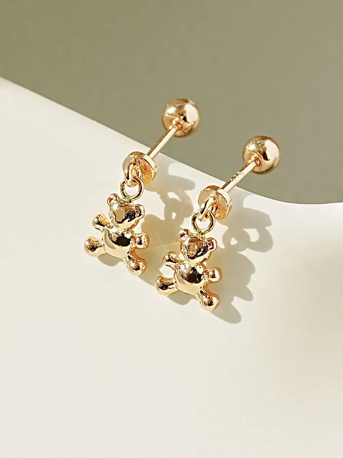 14K Gold Baby Teddy Bear Drop Cartilage Earring 20G MinimalBijoux Earrings 14K Gold Baby Teddy Bear Drop Cartilage Earring 20G MinimalBijoux Earrings