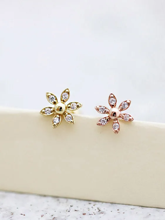 14K Gold Daisy Cartilage Earring 18G16G MinimalBijoux Earrings