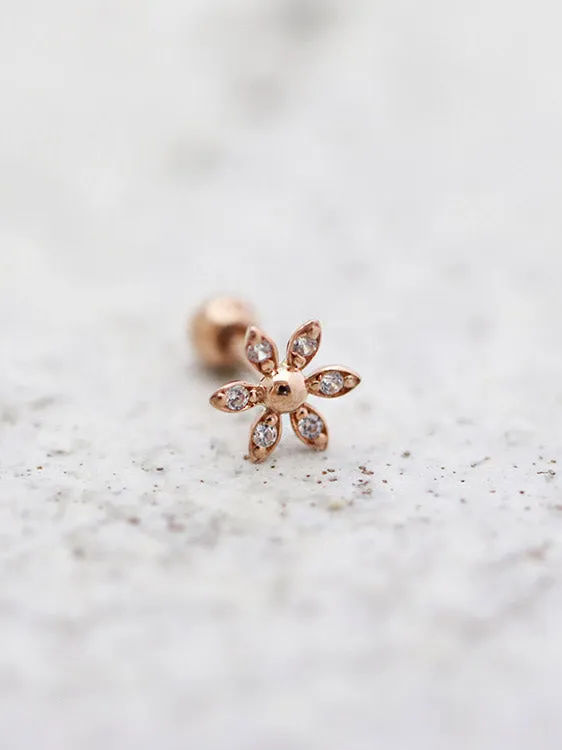 14K Gold Daisy Cartilage Earring 18G16G MinimalBijoux Earrings