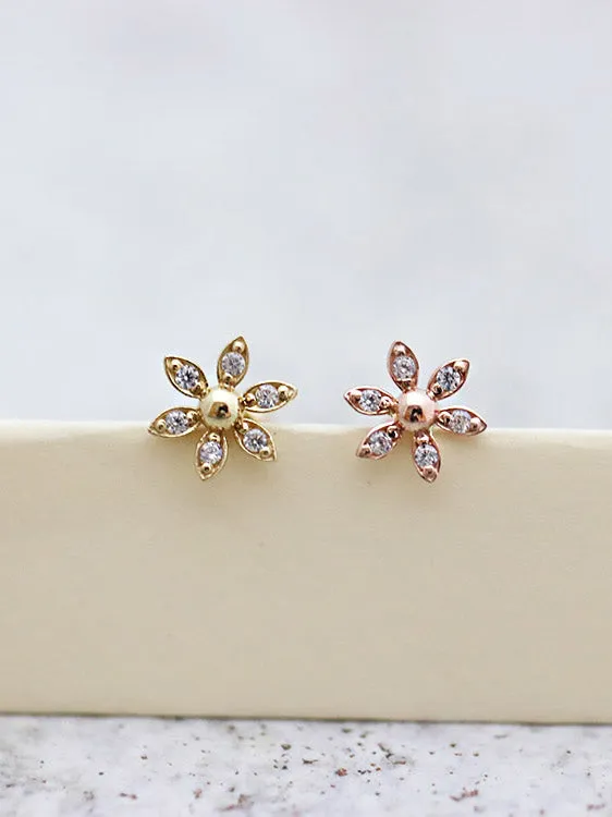 14K Gold Daisy Cartilage Earring 18G16G MinimalBijoux Earrings