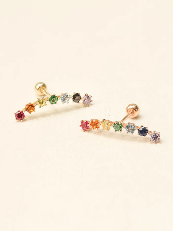 14K Gold Rainbow CZ curve Cartilage Earring 20G18G16G MinimalBijoux Earrings