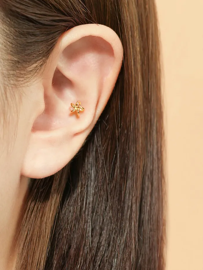 24K Gold Wind Flower Cartilage Earring 20G MinimalBijoux Earrings