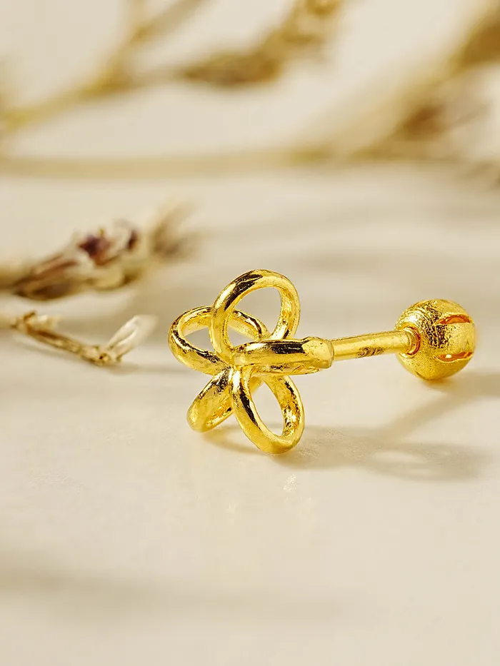 24K Gold Wind Flower Cartilage Earring 20G MinimalBijoux Earrings