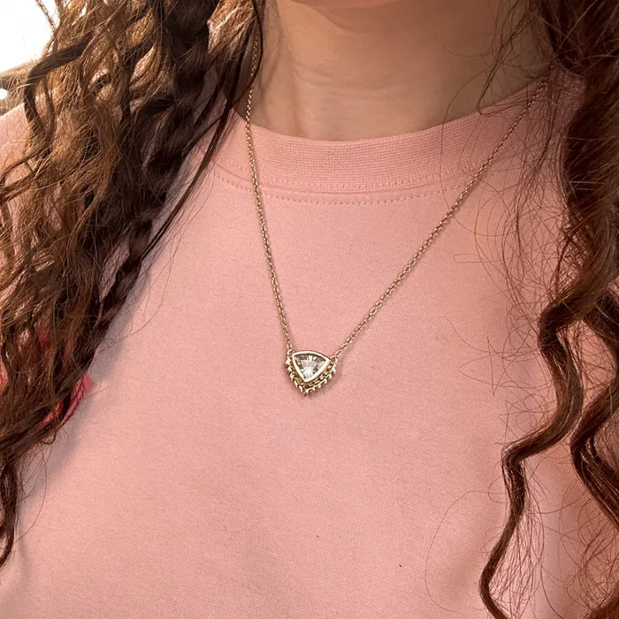 Dudley Blauwet Gems Necklaces 212ct Fancy Untreated Trillion White Sapphire Vine Frame Necklace in 14k Yellow Gold
