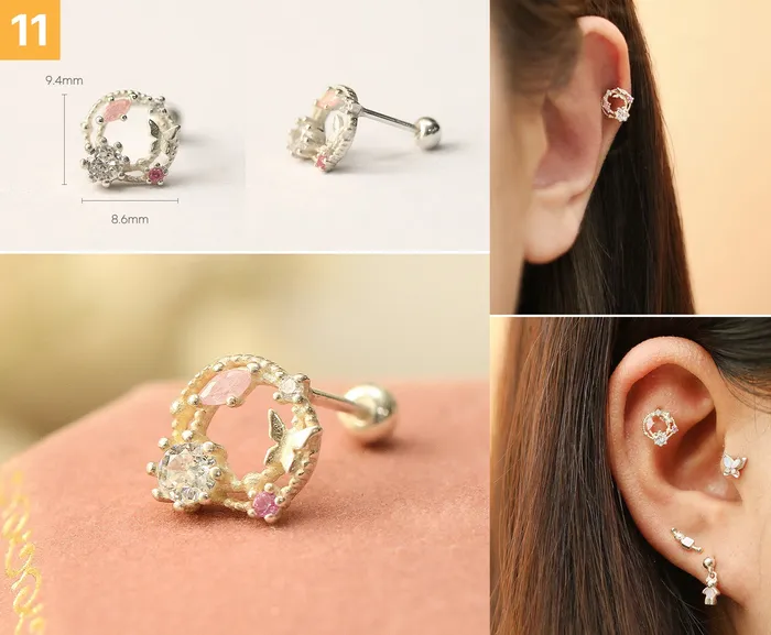 Earrings 925 Silver Lovely cartilage earring 20g MinimalBijoux
