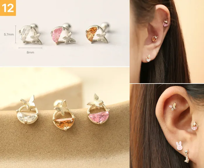 Earrings 925 Silver Lovely cartilage earring 20g MinimalBijoux