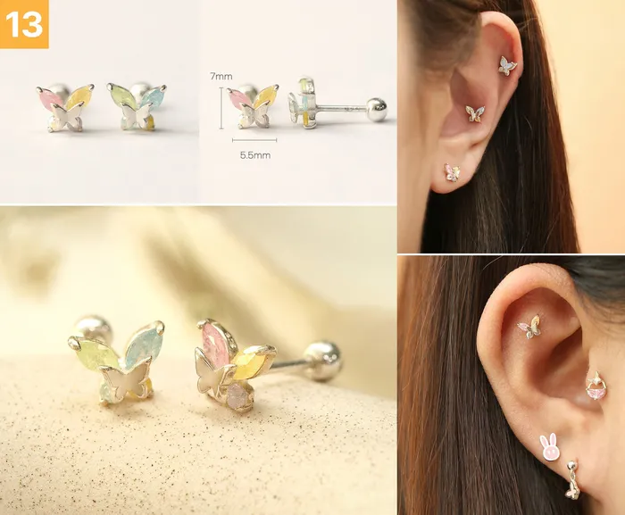 Earrings 925 Silver Lovely cartilage earring 20g MinimalBijoux