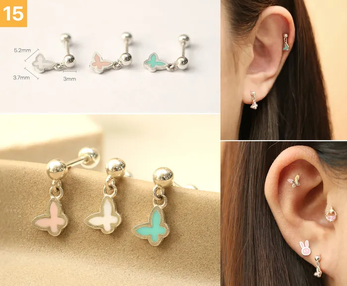 Earrings 925 Silver Lovely cartilage earring 20g MinimalBijoux