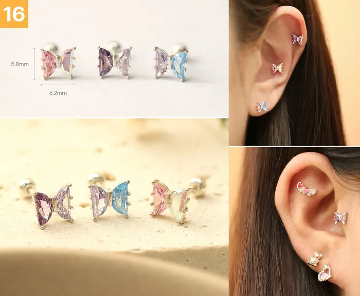 Earrings 925 Silver Lovely cartilage earring 20g MinimalBijoux