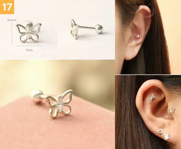 Earrings 925 Silver Lovely cartilage earring 20g MinimalBijoux