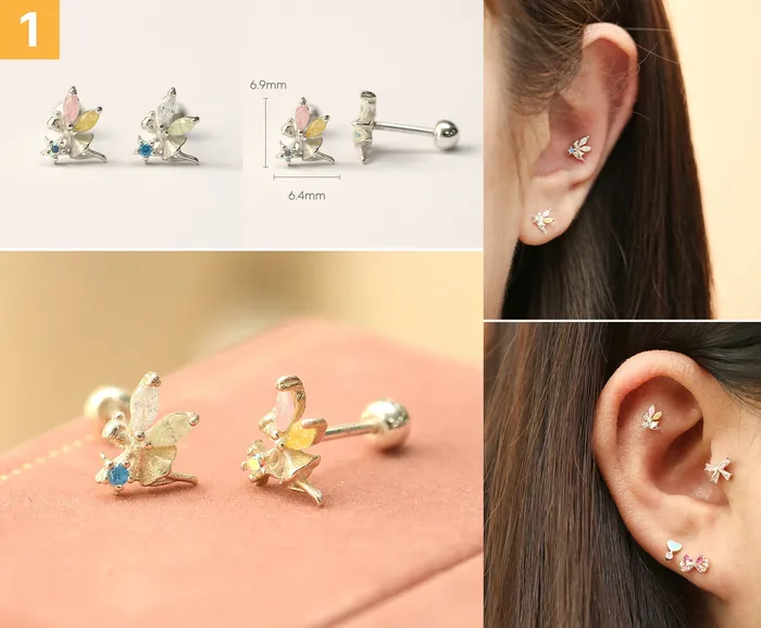 Earrings 925 Silver Lovely cartilage earring 20g MinimalBijoux