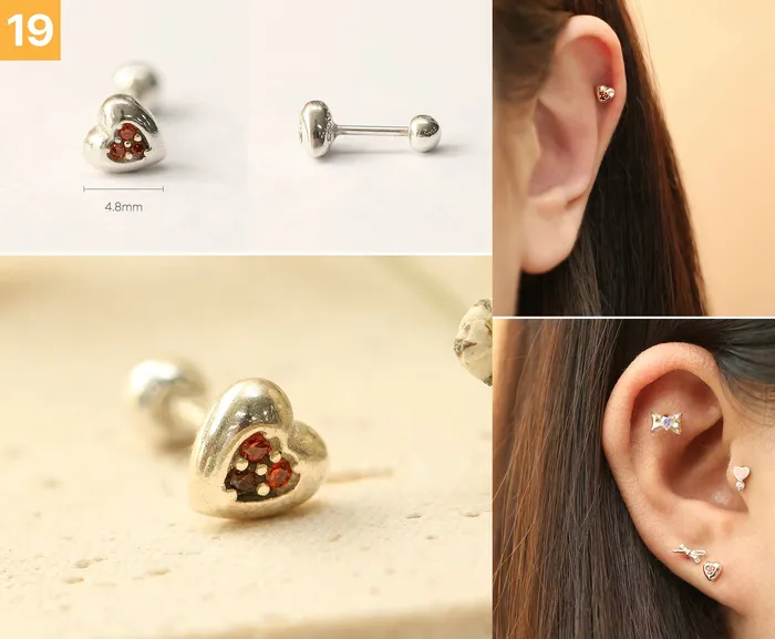 Earrings 925 Silver Lovely cartilage earring 20g MinimalBijoux