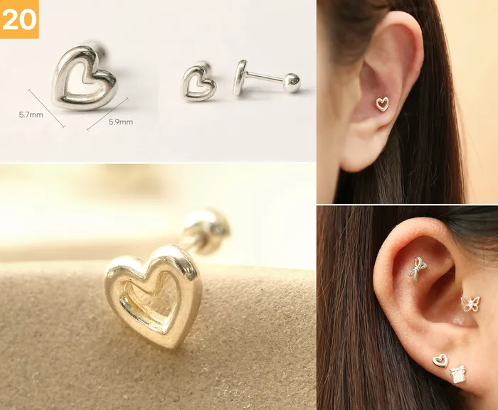Earrings 925 Silver Lovely cartilage earring 20g MinimalBijoux