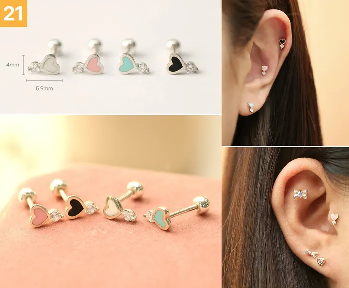 Earrings 925 Silver Lovely cartilage earring 20g MinimalBijoux