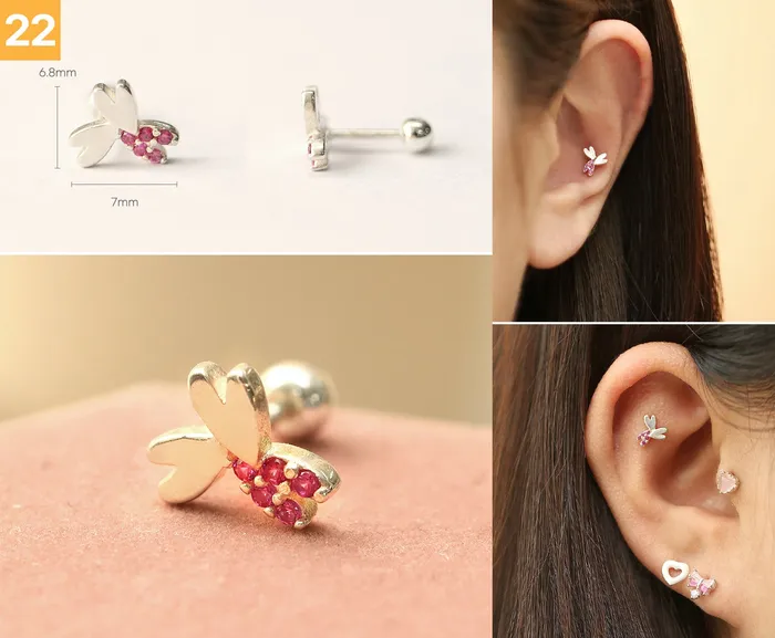 Earrings 925 Silver Lovely cartilage earring 20g MinimalBijoux