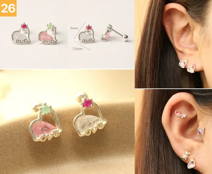 Earrings 925 Silver Lovely cartilage earring 20g MinimalBijoux