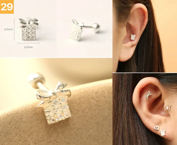 Earrings 925 Silver Lovely cartilage earring 20g MinimalBijoux