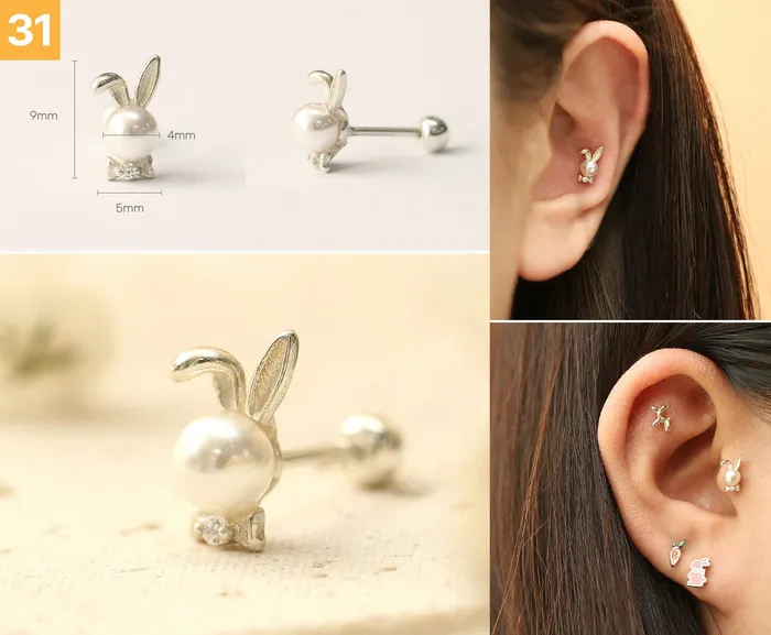 Earrings 925 Silver Lovely cartilage earring 20g MinimalBijoux