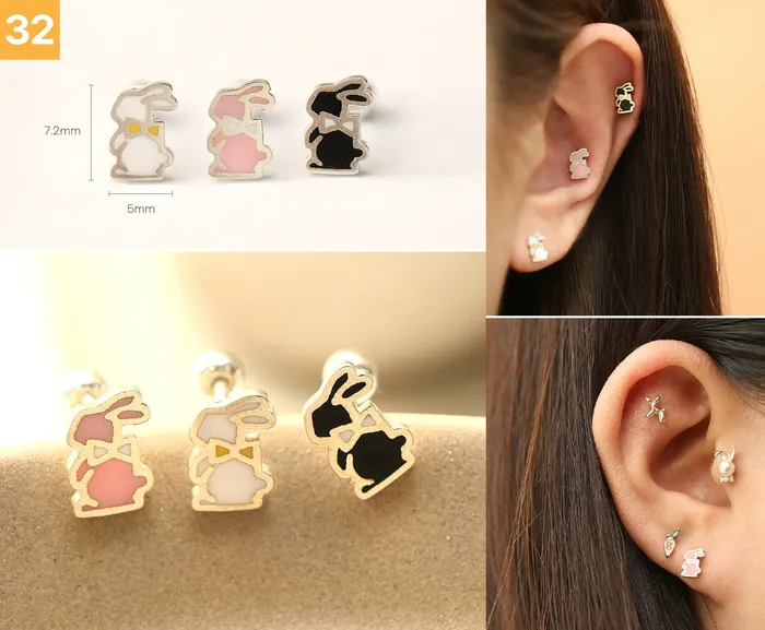 Earrings 925 Silver Lovely cartilage earring 20g MinimalBijoux