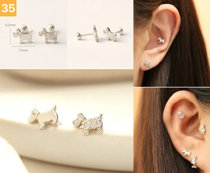 Earrings 925 Silver Lovely cartilage earring 20g MinimalBijoux