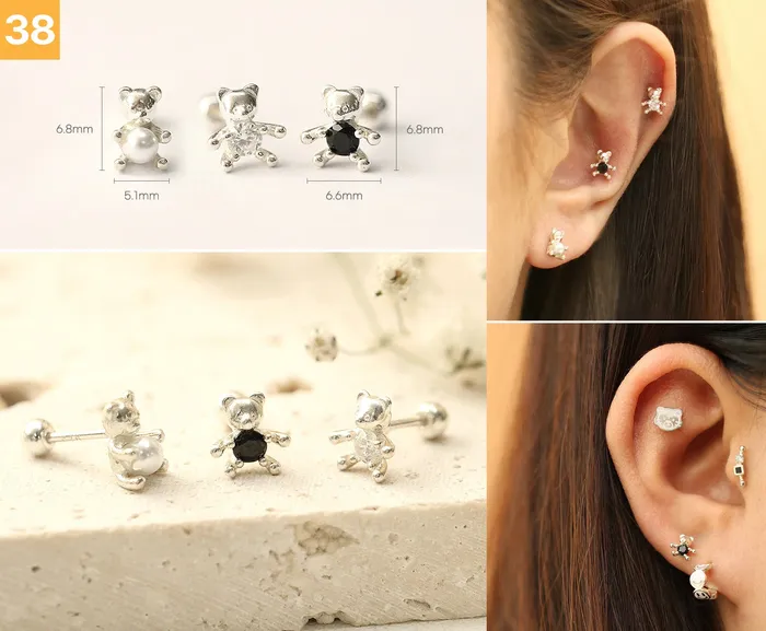 Earrings 925 Silver Lovely cartilage earring 20g MinimalBijoux