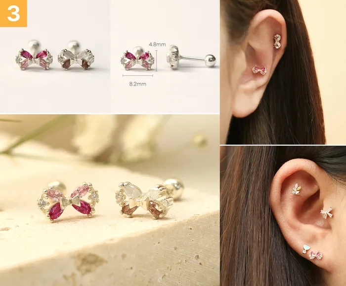 Earrings 925 Silver Lovely cartilage earring 20g MinimalBijoux