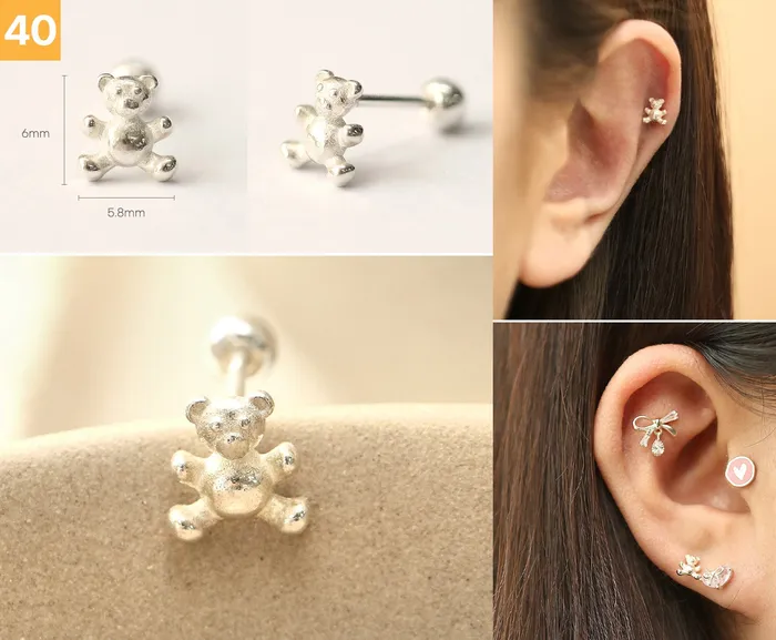 Earrings 925 Silver Lovely cartilage earring 20g MinimalBijoux