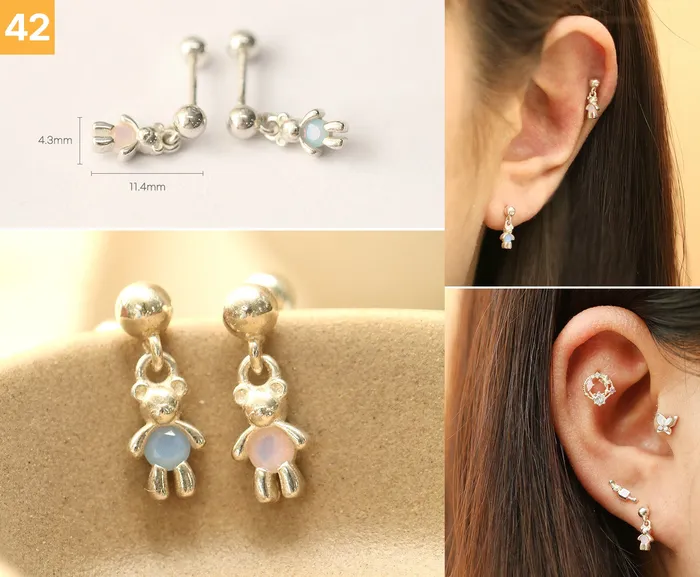 Earrings 925 Silver Lovely cartilage earring 20g MinimalBijoux