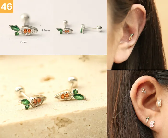 Earrings 925 Silver Lovely cartilage earring 20g MinimalBijoux