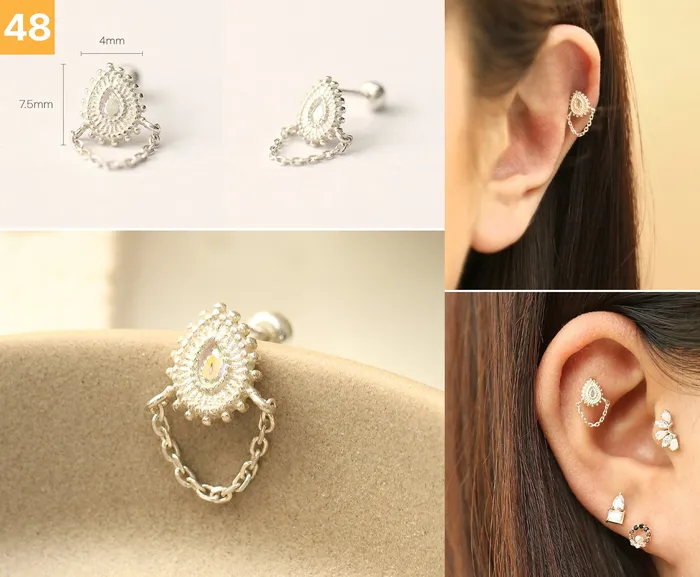 Earrings 925 Silver Lovely cartilage earring 20g MinimalBijoux