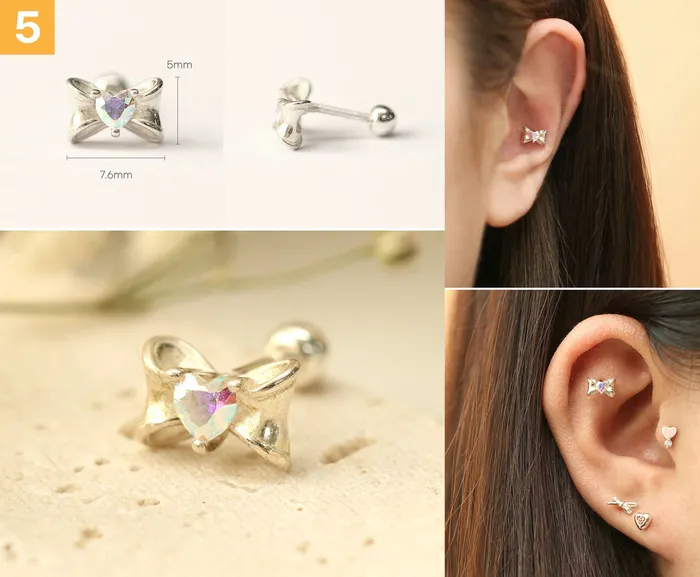 Earrings 925 Silver Lovely cartilage earring 20g MinimalBijoux