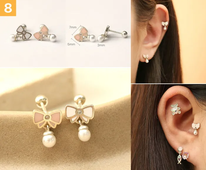 Earrings 925 Silver Lovely cartilage earring 20g MinimalBijoux