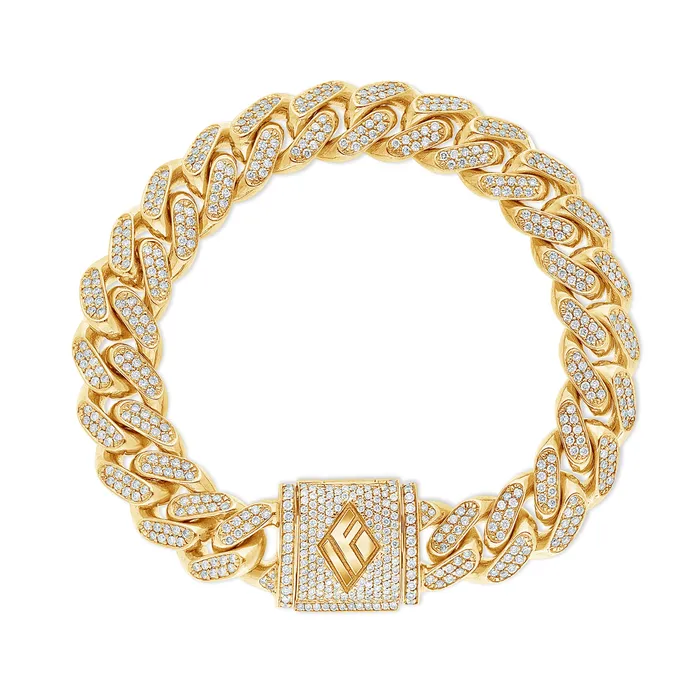 IF Co Bracelets Diamond Cuban Link Bracelet 11mm Diamond Clasp