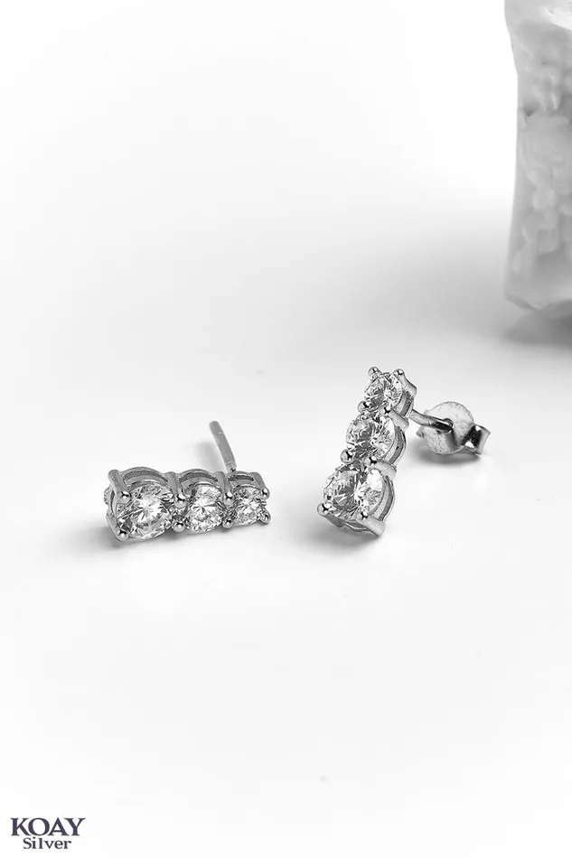 KOAY Silver Store Earrings Zircon Tennis Earring