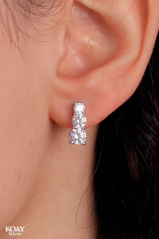 KOAY Silver Store Earrings Zircon Tennis Earring KOAY Silver Store Earrings Zircon Tennis Earring