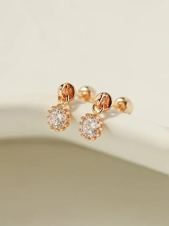 MinimalBijoux Earrings 14K Gold Crystal Cubic Drop Cartilage Earring 20G
