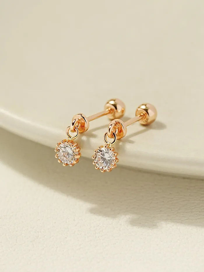 MinimalBijoux Earrings 14K Gold Crystal Cubic Drop Cartilage Earring 20G