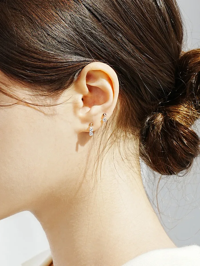 MinimalBijoux Earrings 14K Gold Crystal Cubic Drop Cartilage Earring 20G